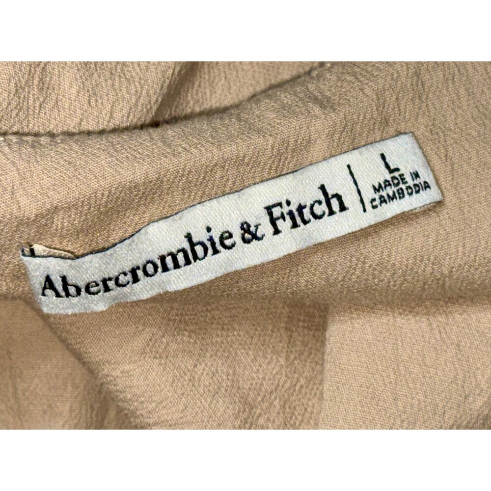 Abercrombie & Fitch Tan Beige Pleated Sleeveless Midi Dress Womens Size Large L - Picture 7 of 10
